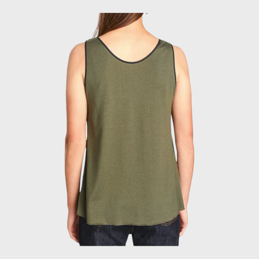 Satin Front Khaki Tank Top