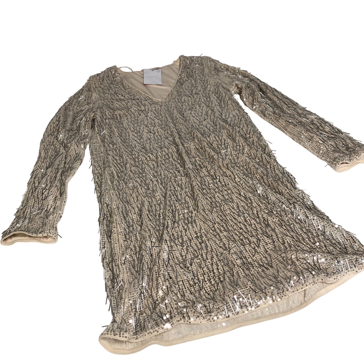 Sequin V Neck Dress Women's Long Sleeve Party Outfit UK8