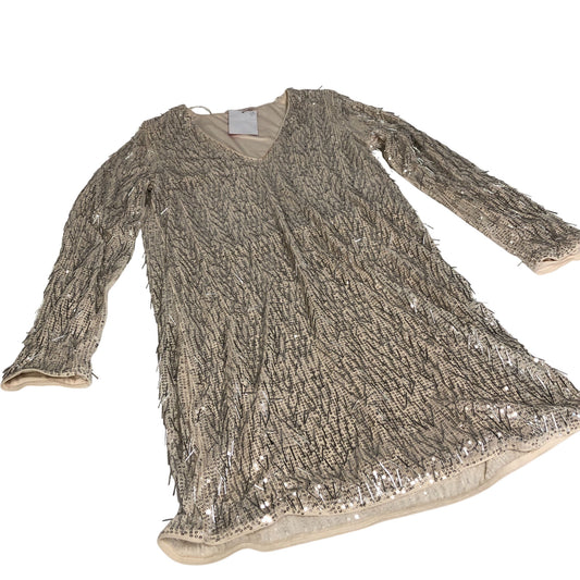 Sequin V Neck Dress Women's Long Sleeve Party Outfit UK8