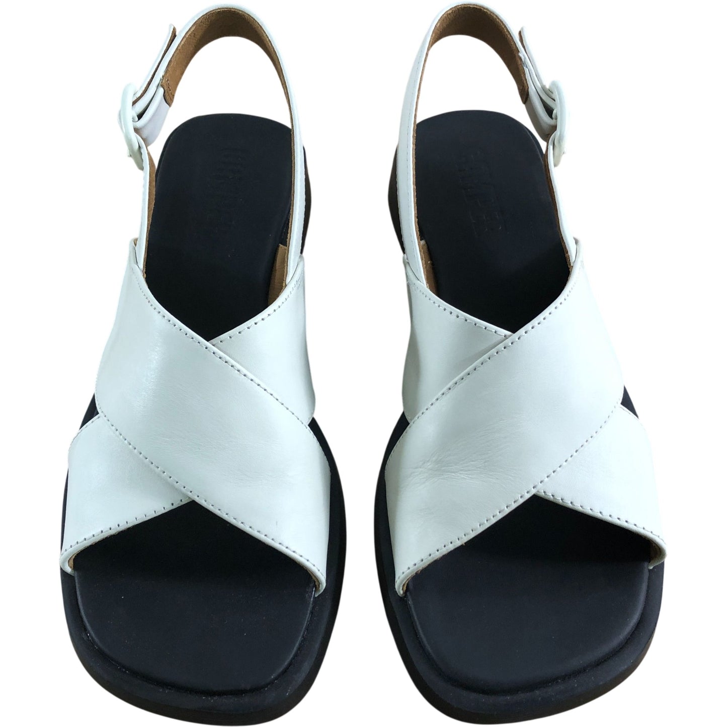 Camper Dana UK7 Women's White Leather Slingback Sandals