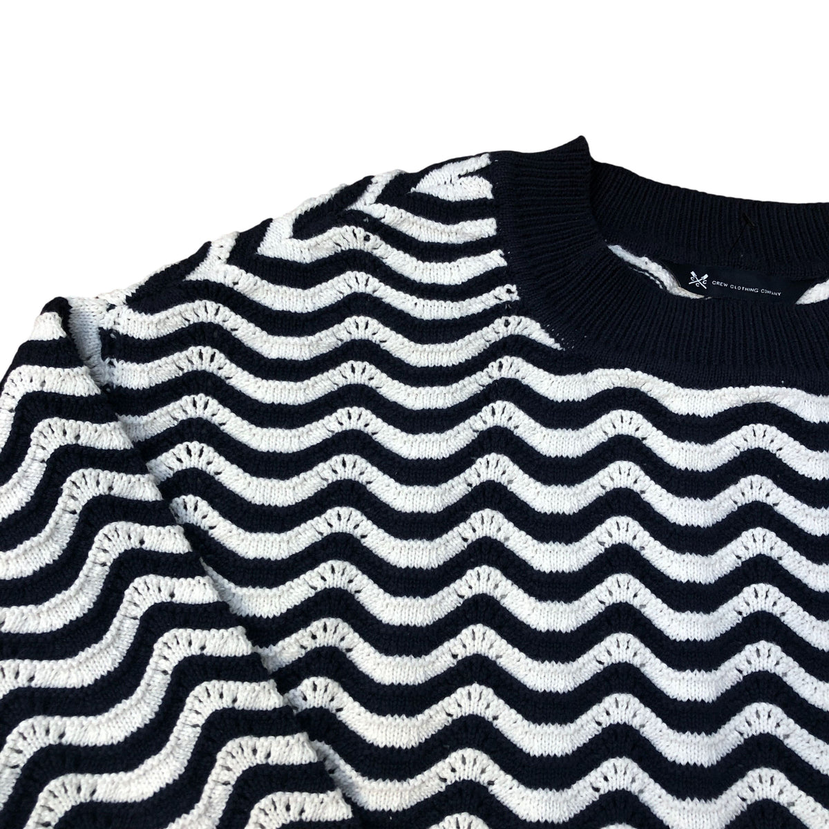 Crew Clothing Company Wavy Navy & White Jumper Size 14