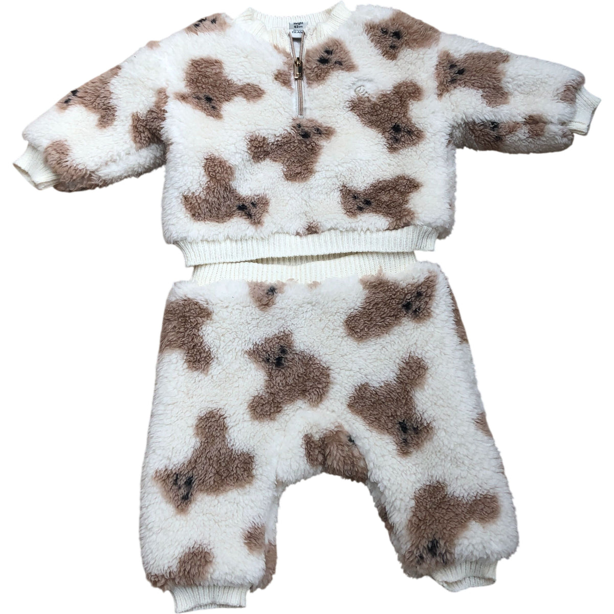 River Island Toddler Fleece Outfit Set 2 Piece Brown Spot Print 0-3 Months