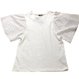 River Island Women's XS White Top Eyelet Detailed Puff Sleeve Summer Fashion