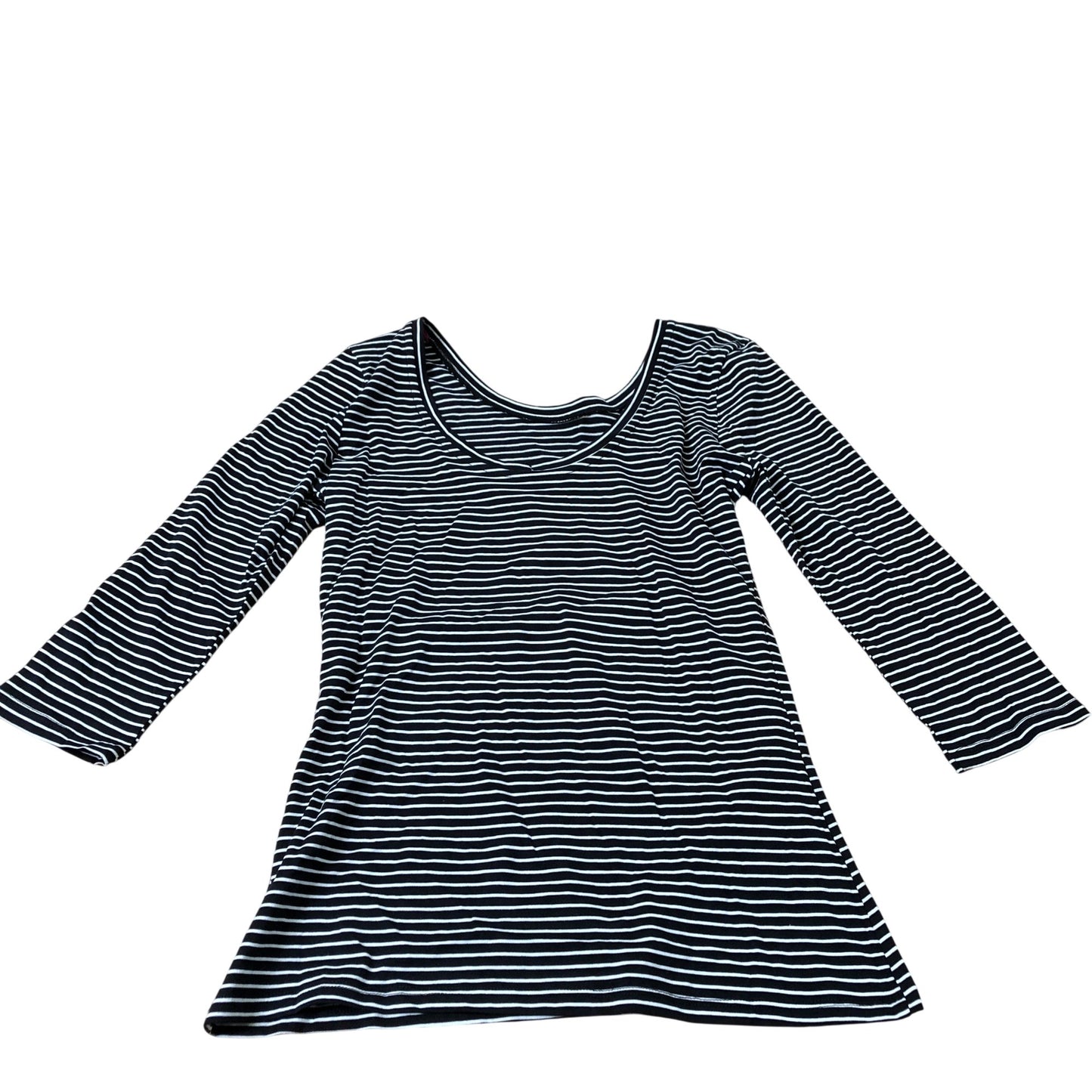 Long Sleeve Top Women's Striped Scoop Neck Black White UK10