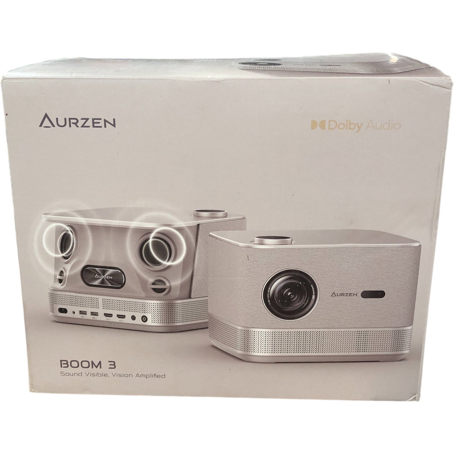 Aurzen Boom 3 Projector High Brightness Auto Focus Smart TV OS Dolby Audio Gold
