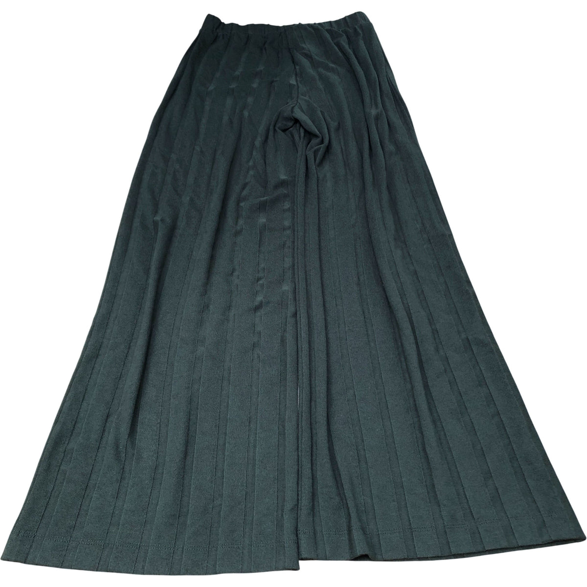 River Island Wide Leg Trousers UK10 Women's Ribbed Stretchy High Waist Green