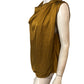 River Island Women's Draped Top UK S Mustard Satin Textured Sleeveless Blouse