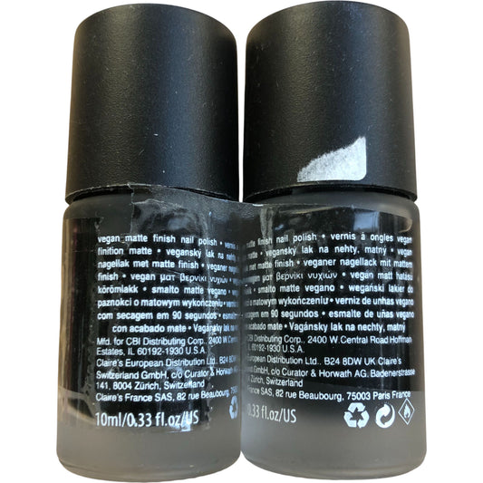 Claire's Vegan Matte Finish Nail Polish Duo 10ml Set Black