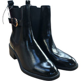 Chunky Heel Chelsea Boots UK Size 7 Women's Black Glossy Finish