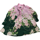 Floral XS Women's Colourful Green Pink Viscose Dress