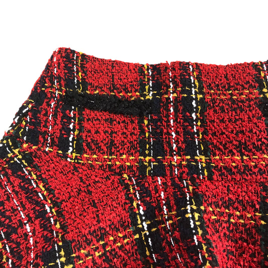 River Island Red Check Flared Mini Skirt UK12 Women's Tweed