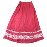 Long Maxi Skirt Women's Embroidered Pink Viscose Flowy Summer M