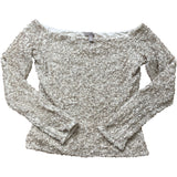 H&M Women Sequin Top Size S Long Sleeve Cream Sparkly Elegant Party Wear