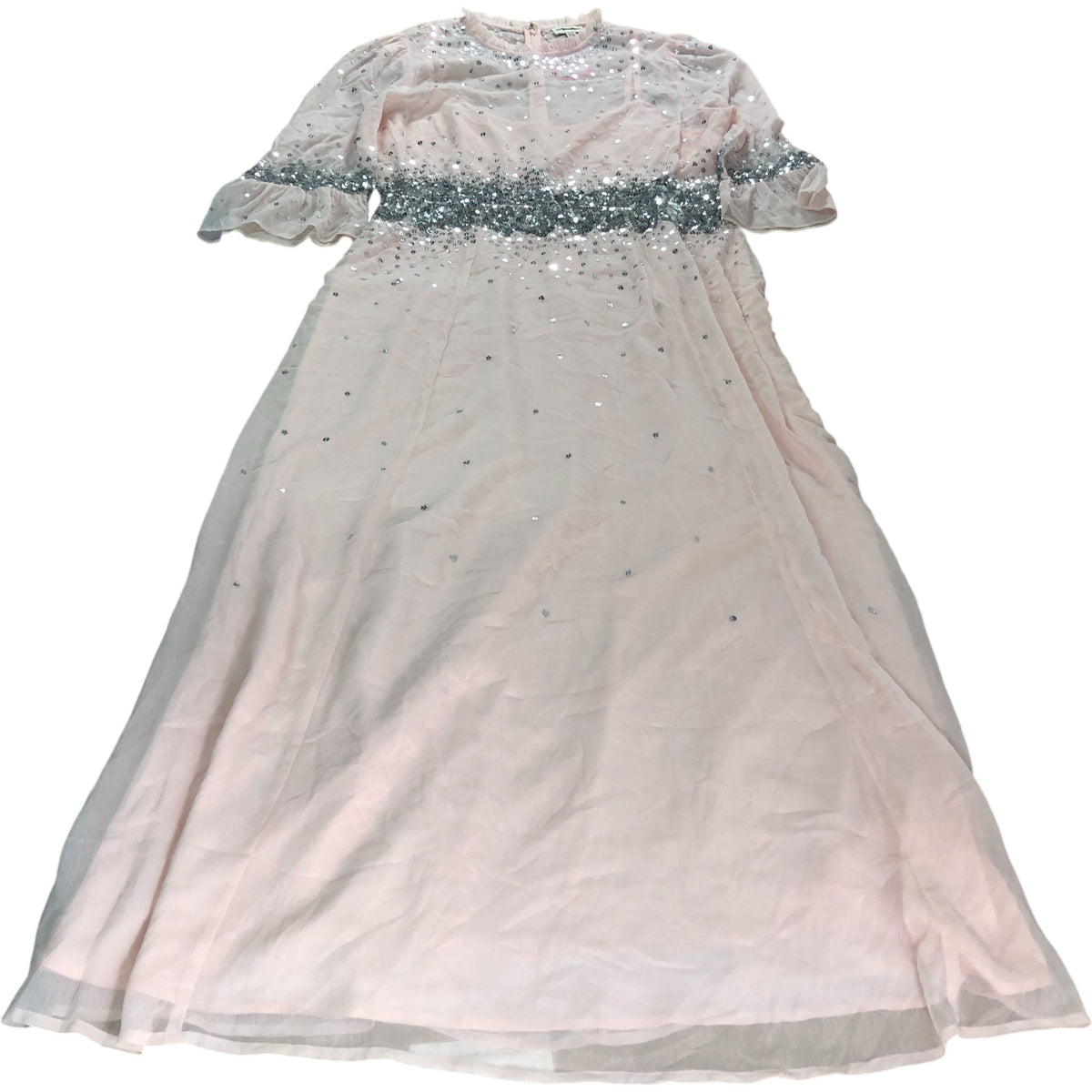 Love & Roses Beaded Dress UK16 Women's Elegant Pale Pink Sparkly Party Dress