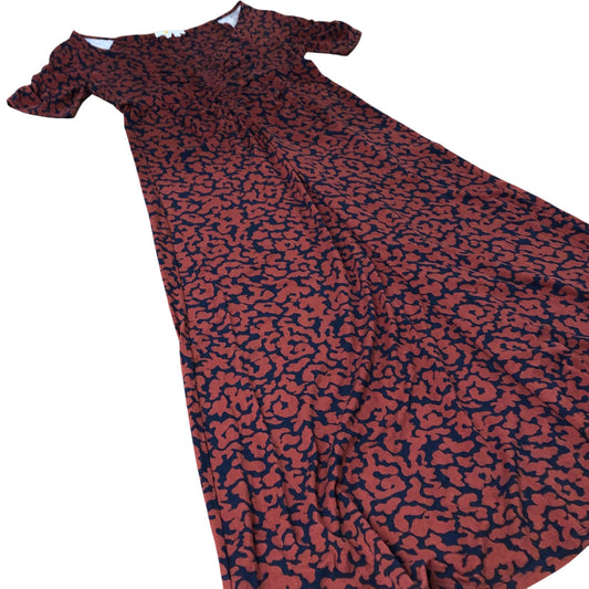 Maxi Dress Women's Casual Short Sleeve Patterned Red Floral UK10