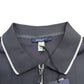 River Island Mens Zip Polo Shirt M Grey Dark Stylish Long Sleeve