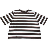 Oversized Cropped Boxy Fit Stripe Cotton T-Shirt Brown/Pink