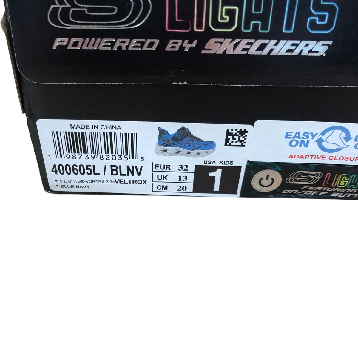 Skechers S Lights Vortex 2.0 Kids Blue Navy Trainers Light-Up Shoes Size 13
