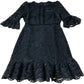 Branded Black Lace Ruffle Mini Dress - Size 6