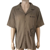 RIVER ISLAND Casual Shirt Size L Men's Brown Dragon Print Short Sleeve Top