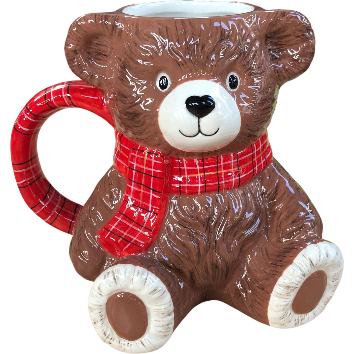 Cute Bear Mug Ceramic Drinkware With Red Scarf
