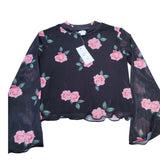 River Island Floral Print Long Sleeve Top Size 5 Years Girls Black Pink