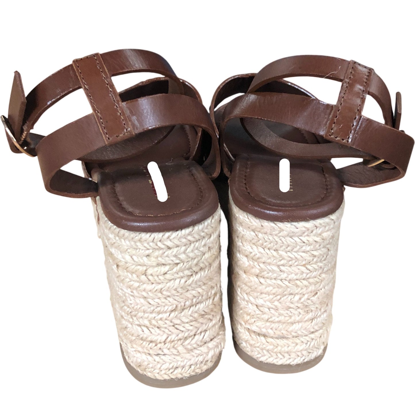 Raya Brown Leather Espadrille Wedges - 4" Heel - Size UK 7