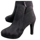 Linzi Women's Black Suede Ankle Boots Size 4 High Heel Zip Closure Fashion