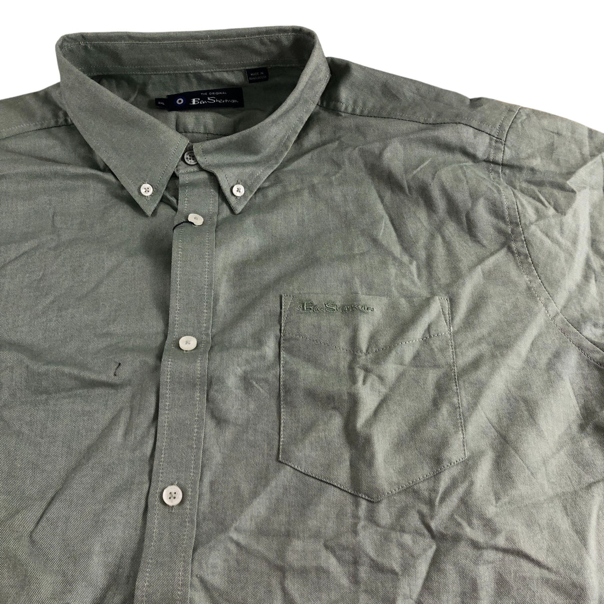 Ben Sherman Pale Khaki Short Sleeve Oxford Shirt XXL Men's 100% Cotton Casual