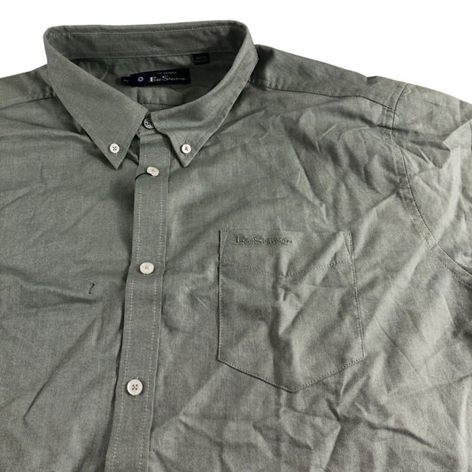Ben Sherman Pale Khaki Short Sleeve Oxford Shirt XXL Men's 100% Cotton Casual