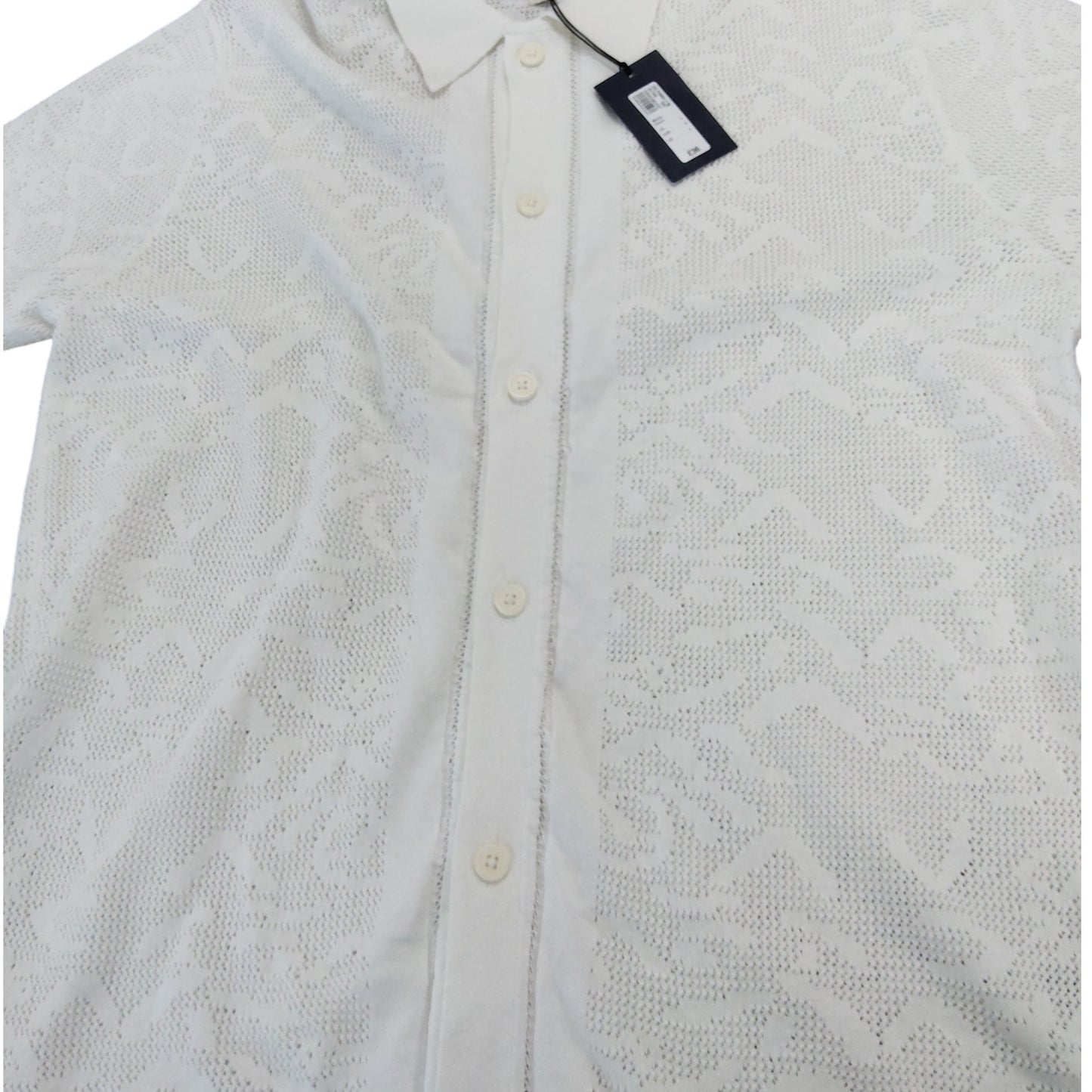 River Island Women's White Smart Cardigan Size L Collared Knit Textured