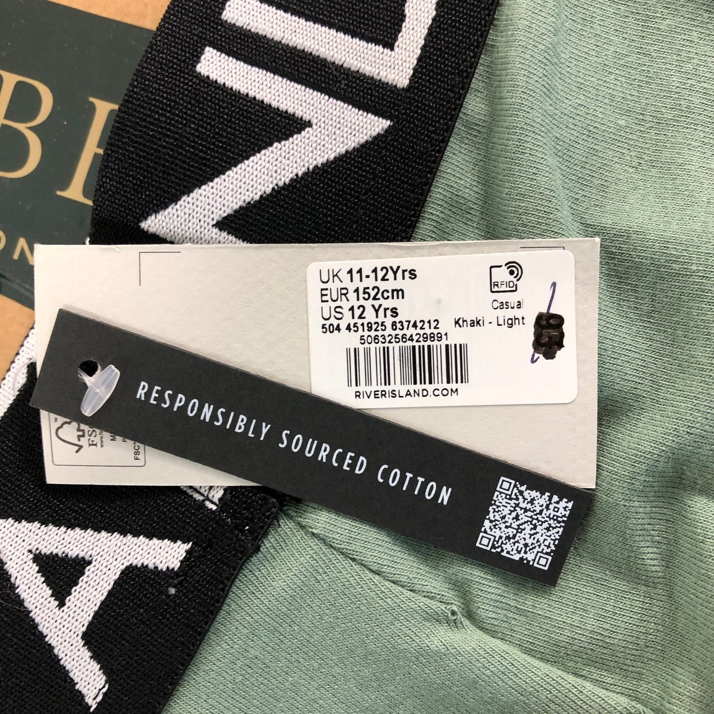 RIVER ISLAND Girls Khaki Shorts UK12 Casual Stretch Cotton Light Green