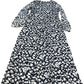 Floral Print Midi Dress UK10 Women's Long Sleeve Black White