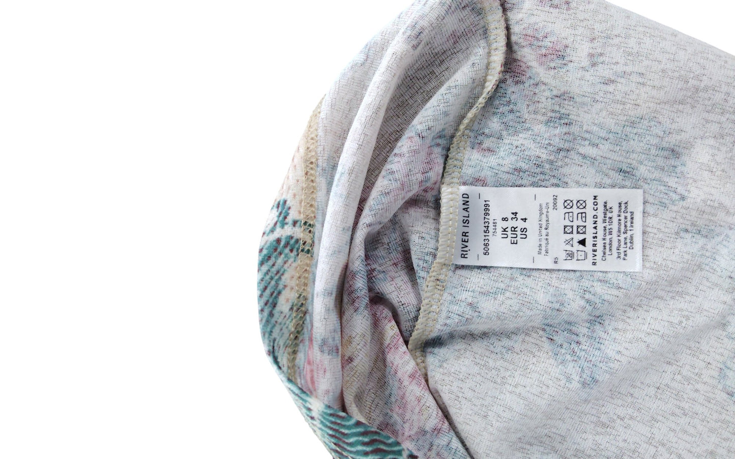 River Island Floral Print Long Sleeve Top UK8 Women's Slender Fit Polyester