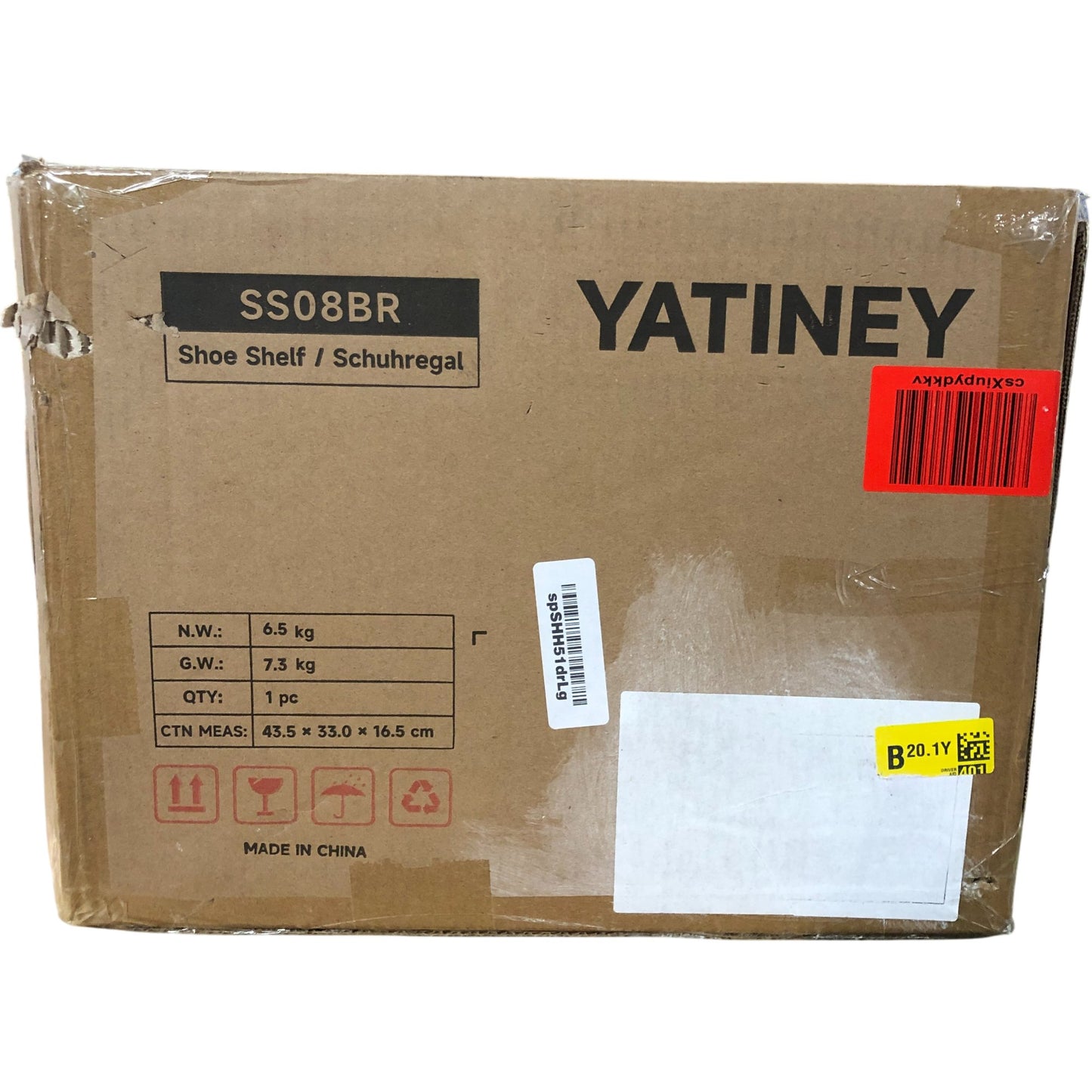 YATINEY SS08BR 8 Tier Shoe Rack Rustic Brown Storage Organizer Shelf