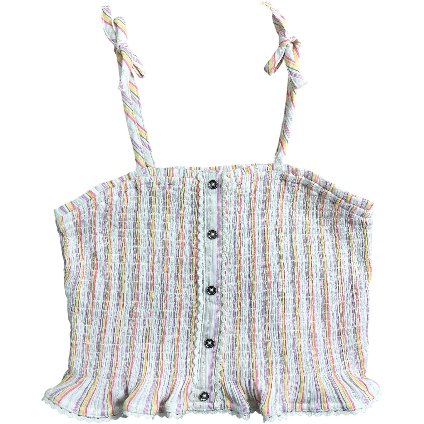 River Island Girls Crop Top UK11-12 YRS Cotton Striped Vest Summer Sleeveless