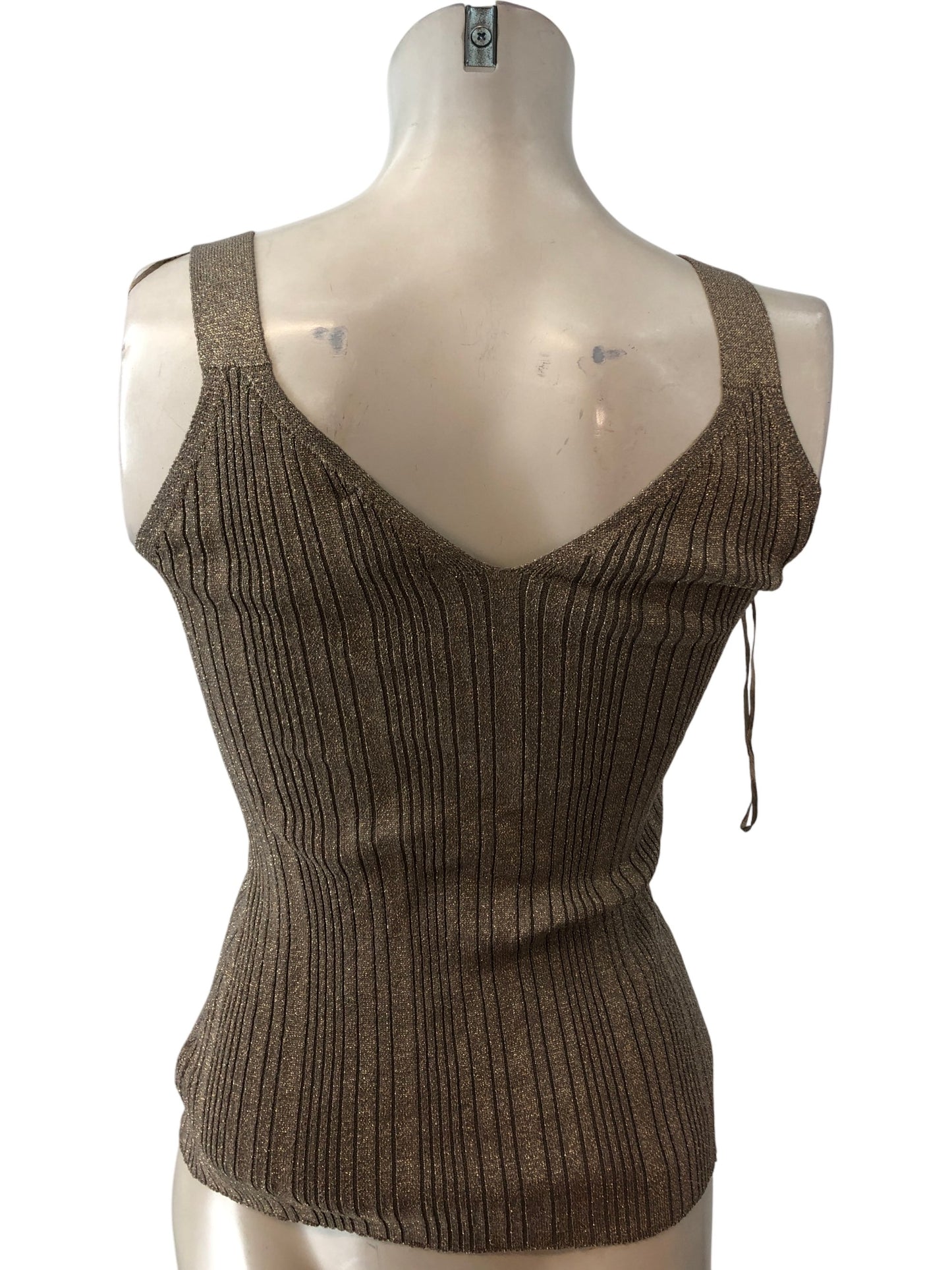 River Island Bronze Zibar Tank Top XS Women's Strappy Ribbed Design
