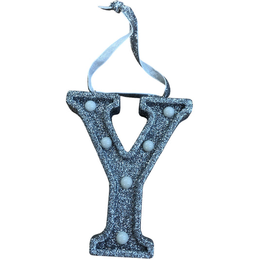 Light Up Silver Glitter Christmas Tree Decoration Letter 'Y'