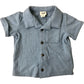 River Island Baby Boy Short Sleeve Shirt 0-3 Months Blue Patterned Button Up