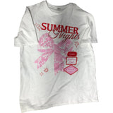 Summer Nights White T-Shirt 7-8 Years Years Girls Casual Cotton Bow Design