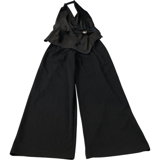 River Island Black Halter Neck Jumpsuit UK XS Women's Wide Leg