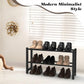 Hi-Home 2Tier Extendable Shoe Rack Small Black Adjustable Shoe Organiser Storage
