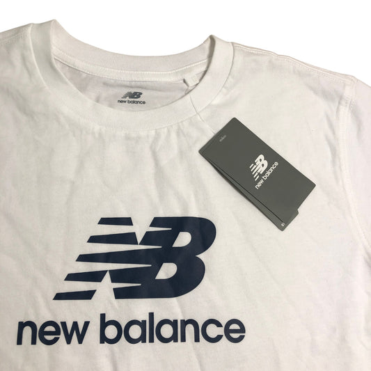 New Balance 15-16Y White Short Sleeve Logo T-Shirt Boys Sportswear Activewear