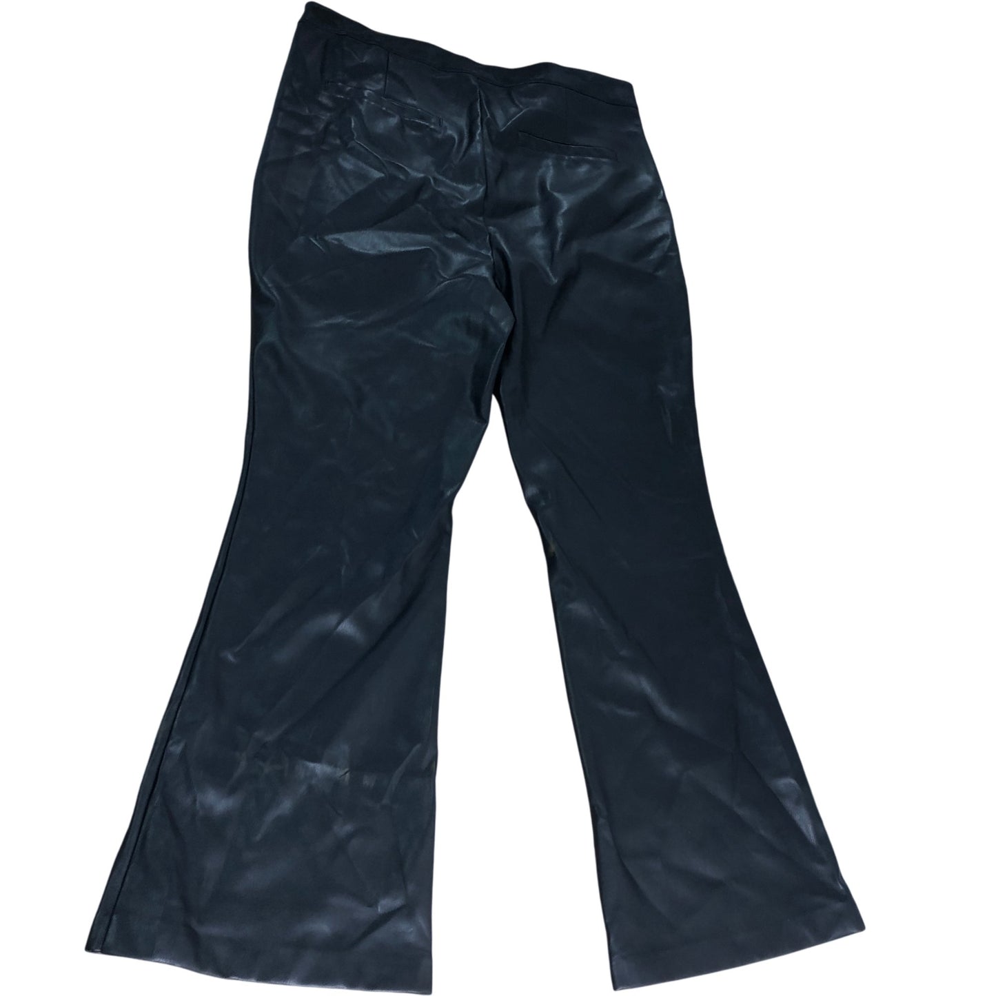 River Island Black Flared Trousers UK18 Women's Faux Leather High Waist