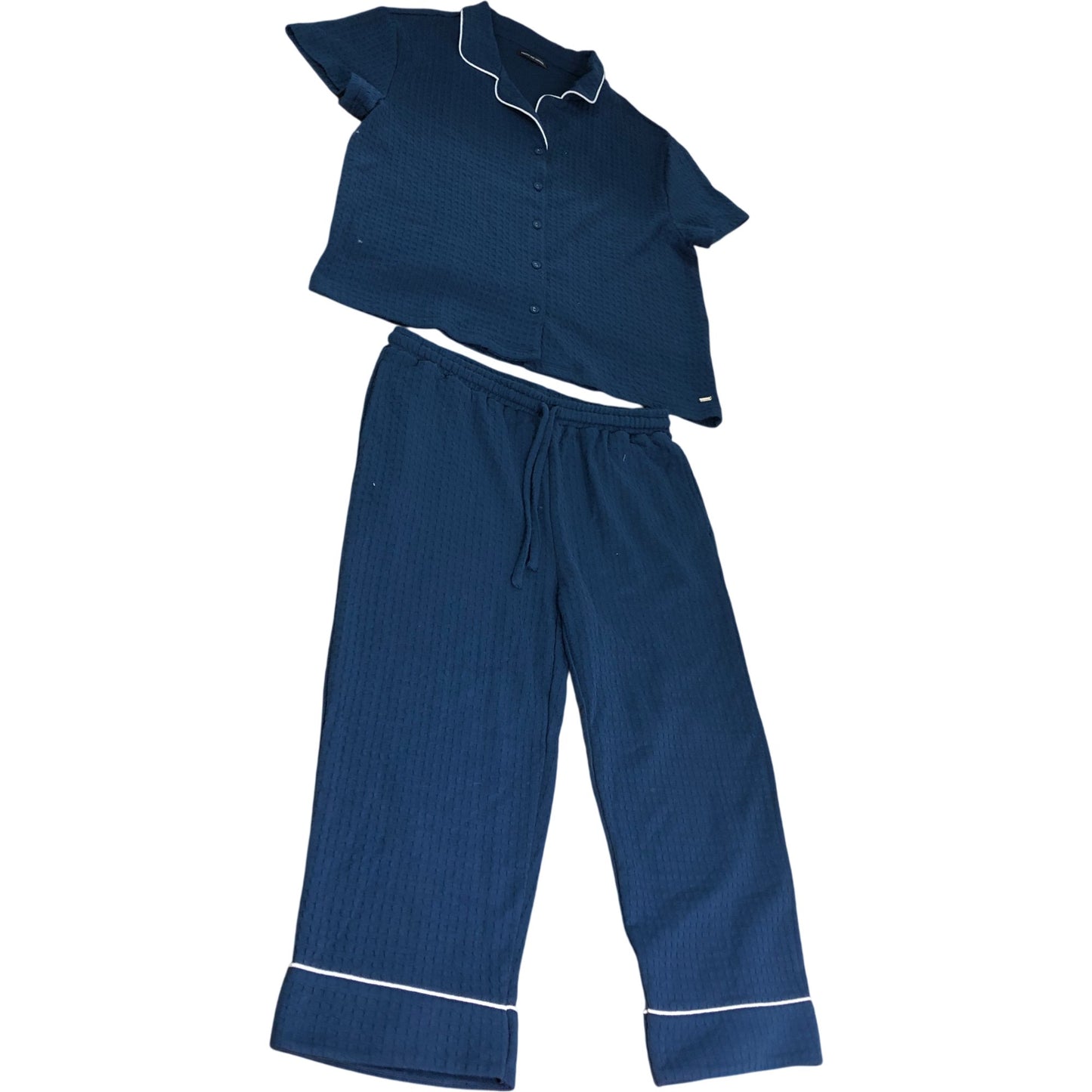 Pretty You London Waffle Pyjama Set UK16-18 Women's Short Sleeves Navy