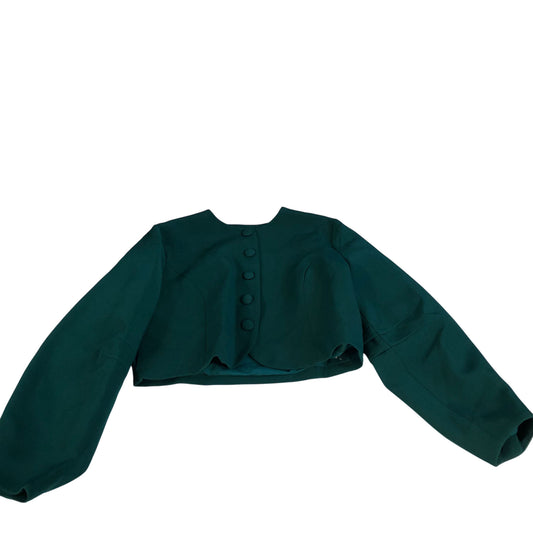 River Island Green Cropped Jacket Women's Button Front Long Sleeve