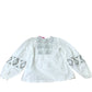 Branded Embroidered Blouse Women's White Long Sleeve Cotton Top UK6