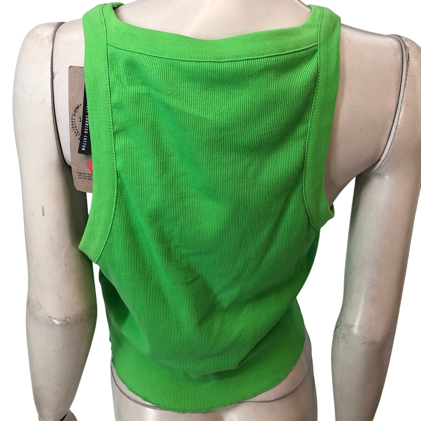 River Island Essential Tank Top UK18 Women's Bright Green Ribbed Sleeveless