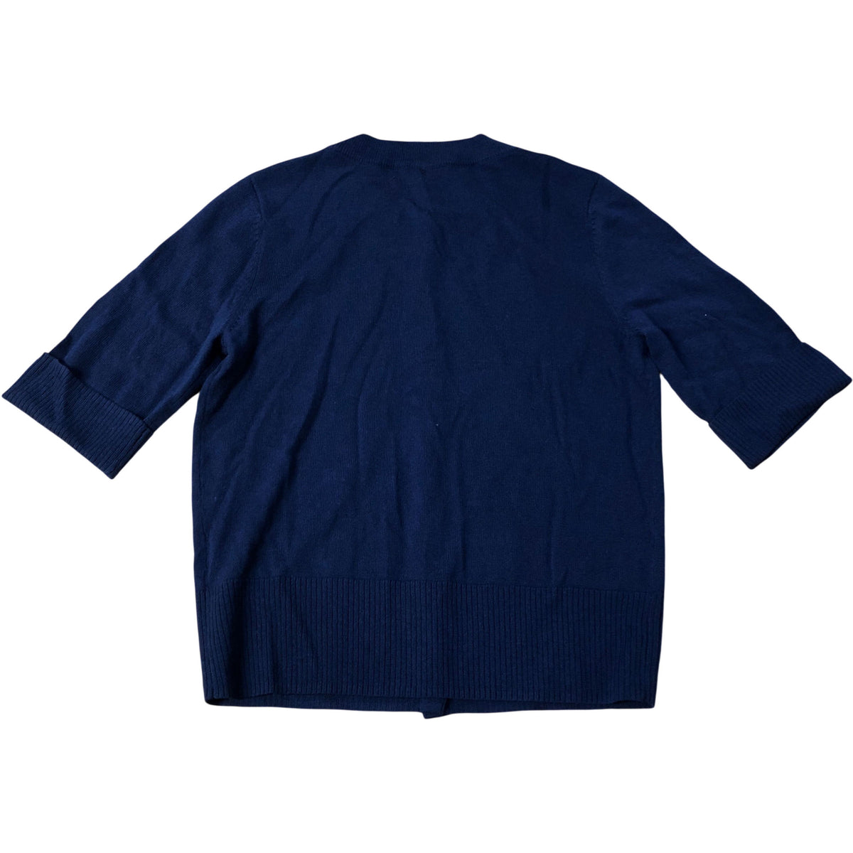 Navy Blue Short Sleeve Button Up Knit Cardigan Size XS