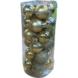Gold Christmas Baubles Mini Set Glitter Gloss Finish 24 Pieces